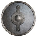 Metal medieval round shield illustration isolated