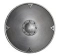 Metal medieval viking round shield isolated on white 3d illustration Royalty Free Stock Photo