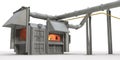 Metal melting furnace on white background Royalty Free Stock Photo