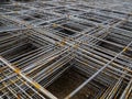 Metal mesh for concrete. Reinforcement mesh for concrete floor base Royalty Free Stock Photo