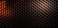 Metal mesh grill. Abstract background rendering in high resolution, black carbon mesh with orange light, generative ai tools Royalty Free Stock Photo
