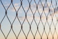Metal mesh wire fence closeup