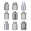 metal milk can set cartoon vector illustration Royalty Free Stock Photo