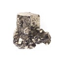 metal mineral pyrite isolated on white