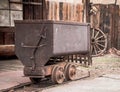 Metal mining cart for silver transportation in Calico, ghost tow Royalty Free Stock Photo