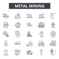 Metal mining line icons, signs, vector set, outline illustration concept