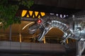 Metal model Tyrannosaurus T-Rex Dinosaur sculpture decoration of SORAYAMA Space Park event show by AMKK