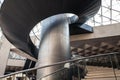 Metal modern spiral staircase close-up.