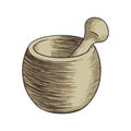 Metal mortar with pestle illustration Royalty Free Stock Photo