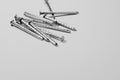 Metal nails  on white background. working tools Royalty Free Stock Photo