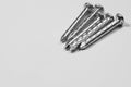 Metal nails  on white background. working tools Royalty Free Stock Photo