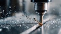 Metal nozzle being precisely machined by industrial machine for high accuracy manufacturing, AI generated Royalty Free Stock Photo