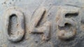 Metal number 045. Texture of rusty metal in the form of figures 045 Royalty Free Stock Photo
