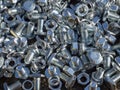 metal nuts and bolts background texture Royalty Free Stock Photo