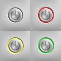 Metal Onand Off button set isolated on gray background. Power symbol. Vector illustration. Royalty Free Stock Photo