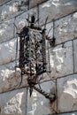 Metal old lantern on stone wall in Dubrovnik Royalty Free Stock Photo