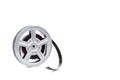 Movie film reel on white background