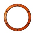 Metal Old rusty frame with screws, in circle form, isolated on white background. Photo border, just the right thing for your Royalty Free Stock Photo