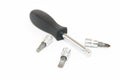 Metal old rusty tools screwdriver and nozzles for repair and installation Royalty Free Stock Photo