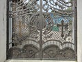 Metal openwork gates to the right-wing monastery.