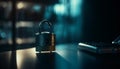 Metal padlock unlocking computer key for secure data accessibility generated by AI