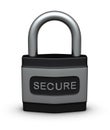 Metal padlock on white background