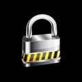 Metal padlock on white background