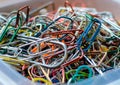 Metal paper clips macro shot Royalty Free Stock Photo