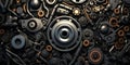 Metal Parts Abstract Background -a visually captivating composition of intricate metal parts, forming an abstract