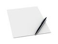 Metal pen on a blank sheet of paper Royalty Free Stock Photo