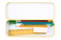 Metal pencil case Royalty Free Stock Photo