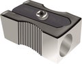 Metal pencil sharpener on white backround