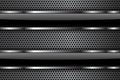 Metal perforated background with black glass elements Royalty Free Stock Photo