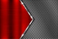 Metal perforated background with red triangle iron plate