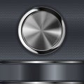 Metal perforated background with round button