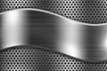 Metal perforated background with steel wavy plate Royalty Free Stock Photo