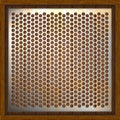 Metal perforated background wooden boards Royalty Free Stock Photo