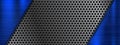 Metal perforated 3d texture with blue elements Royalty Free Stock Photo