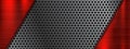 Metal perforated 3d texture with red elements Royalty Free Stock Photo