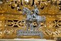 Metal piece located in the front of the floats with the hammering the foreman ordered lift the throne in holy week