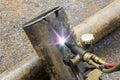 Metal pipe cutting Royalty Free Stock Photo