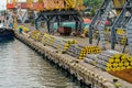 Metal pipes ready for shipment in sea port in Ukraine