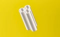 metal pipes Shiny 3D white yellow background illustration white iron rod