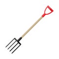 Metal pitchfork. Hayfork tool with plastic handle