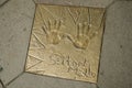 Metal plaque on the walk of fame of Gramado