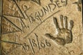 Metal plaque on the walk of fame of Gramado