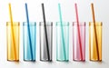 Rewrite this title : metal and plastic drinking straws realistic vector Generative AI