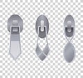 Metal or plastic fasteners, zippers. Fastener and zipper isolated, zippered accessories illustration. Set of silver