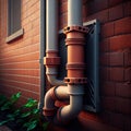 metal plastic pipes replacement of downpipes in the city Royalty Free Stock Photo