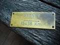 Metal plate with name of a city Royalty Free Stock Photo